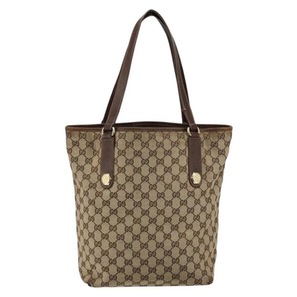 GUCCI GG Canvas Tote Bag Beige Gold - Picture 2 of 15